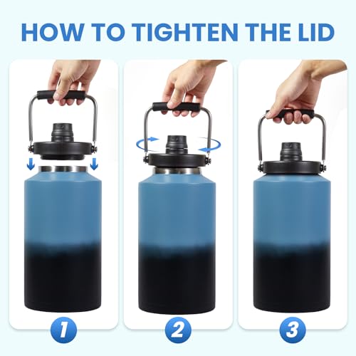 1 Gallon Water Bottle Insulated Stainless Steel Keeps Ice 48Hr
