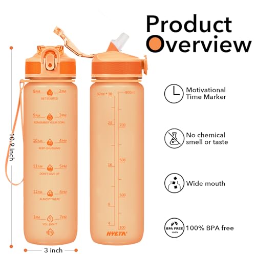 Plastic Water Bottle With Straw & Time Marker