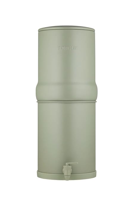 Boroux Legacy Gravity-Fed Countertop Stainless Steel Water Filter System | 3 Gallons with 2 Authentic Black Foundation. Filters | Sage