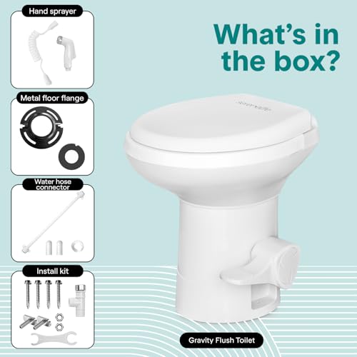 RV Toilet Small Camp Toilet with Foot Pedal and a Hand Sprayer