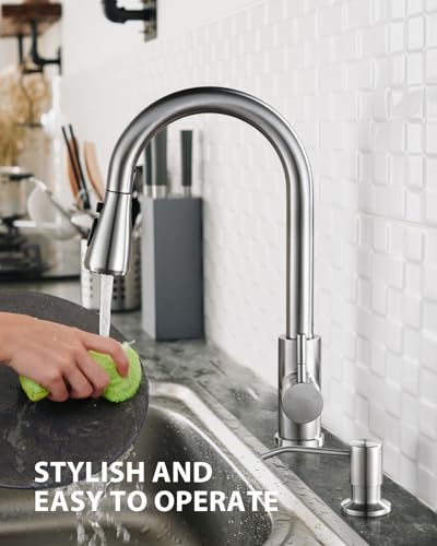 Pull Down Kitchen Faucet with Soap Dispenser