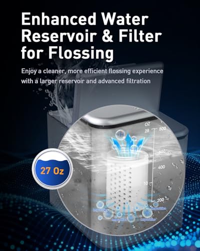 LP233 Pro UVC Sterilizable Countertop Water flossers for Teeth 800ML Digital Display Electric Oral Irrigator with a Water Filter 3 Modes and 6 Jet Tips