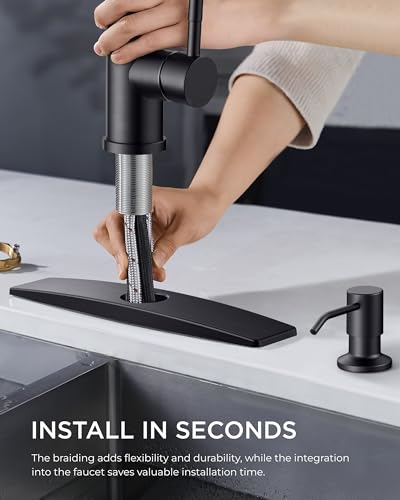 Black Kitchen Faucet with Soap Dispenser