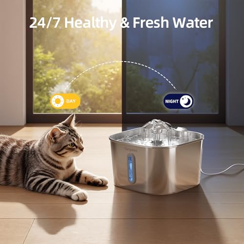 Cat Water Fountain Stainless Steel：74oz