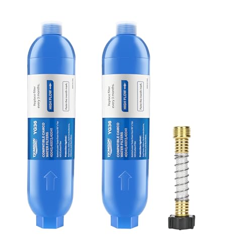 RV Inline Marine Water Filter With Flexible Hose Protector (2 Count)
