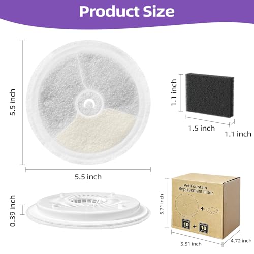 Upgraded Filter Units 3.0 for Cat Water Fountain E versweet 2S (10 Count)