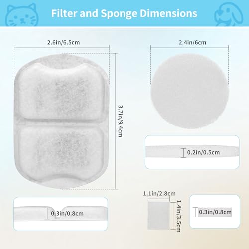 8 Set Dog Fountain Filter Replacement for 7L