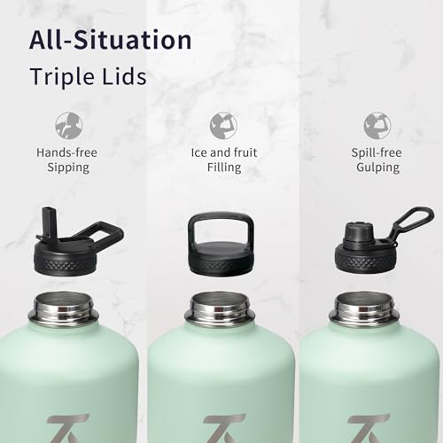 One Gallon Water Bottle Insulated with 3 Lids
