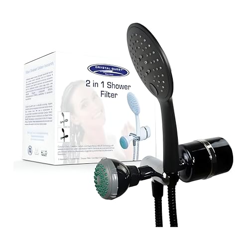 Luxury 2-in-1 Handheld and Shower Head Combo Filter System - Black - BPA Free | 1.25-2.5 GPM | Reversible Cartridge | Great for Dechlorination