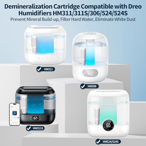 4 Pack Humidifier Demineralization Cartridge Compatible with Dreo Humidifiers HM306 (4 Count)