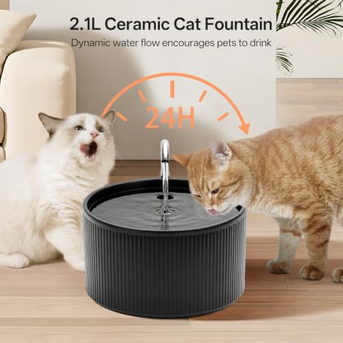 Ceramic Cat Water Fountain (78 Fl Oz)