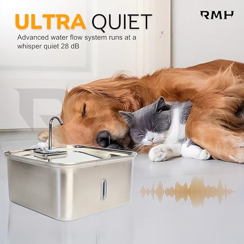 Stainless Steel Cat Water Fountain 7L with Waterproof Mat