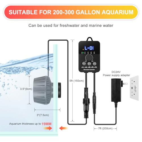 4200GPH Aquarium Wavemaker Pump With Controller 30W DC24V Powerhead with Magnetic Mounting