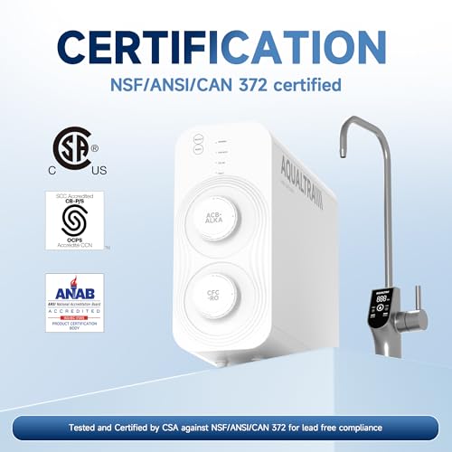 USF-AR-600 Reverse Osmosis System, 10 Stage Alkaline Tankless RO System, NSF/ANSI/CAN 372 Certified, 600GPD, 3:1 Pure to Drain, Smart LED Faucet