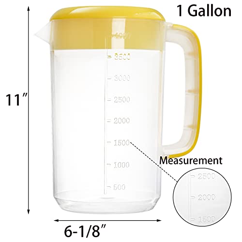 2 Pack 1 Gallon Plastic Water Pitcher with Lid (2 Count)