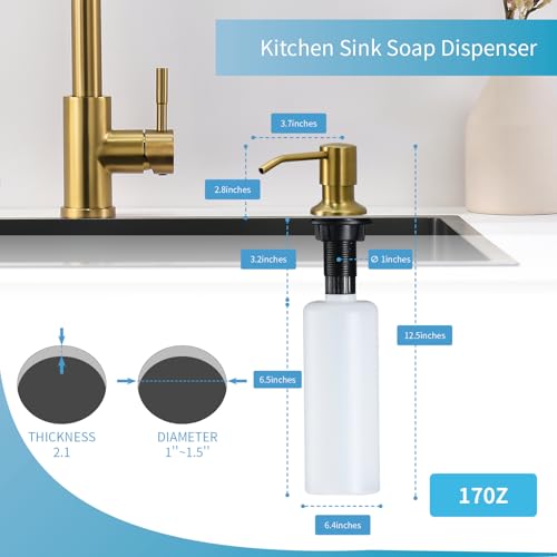 Led Gold Kitchen Faucet with Soap Dispenser