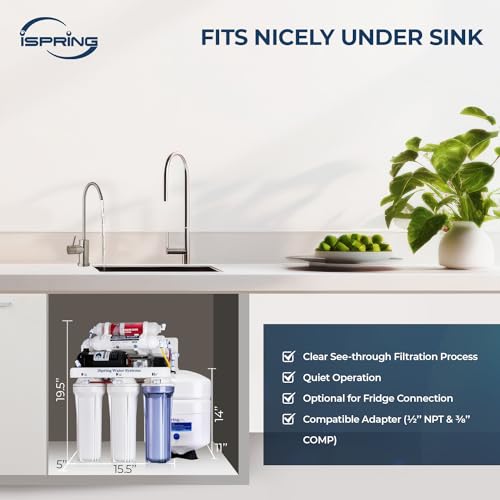 RCC7P-AK, 6-Stage Reverse Osmosis System Under Sink Alkaline Water Filter and Pump, RO Drinking Water Filtration System, Patented Top-Mounted Faucet Design for Easy Installation