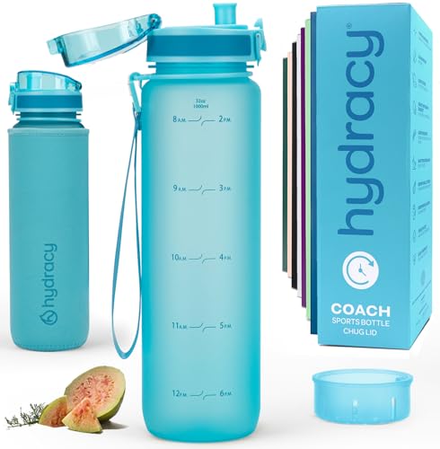 Motivational Water Bottle with Time Marker & Fruit Infuser 32 oz