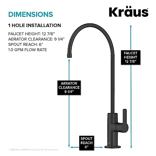 Oletto Single Handle Drinking Water Filter Faucet for Reverse Osmosis or Water Filtration System in Matte Black