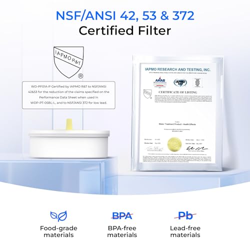PT-09BL 10-Cup Large Glass Water Filter Pitcher, Eco-Friendly
