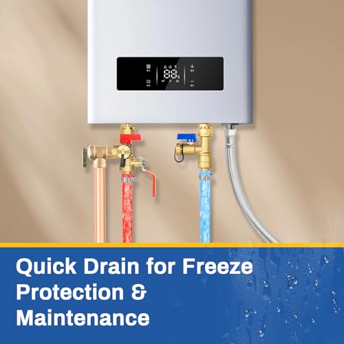3 4 Inch GUOFIS IPS Tankless Water Heater Valve Kit with Pressure Relief Valve (5 Count)