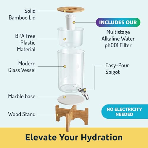 pH Recharge Glass Alkaline Water Filter Dispenser System