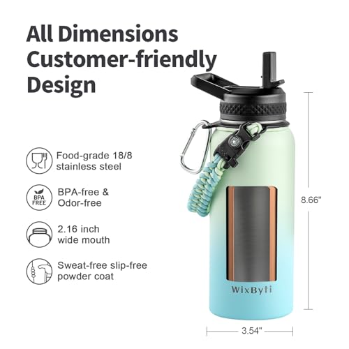 32 oz Insulated Water Bottle with Straw
