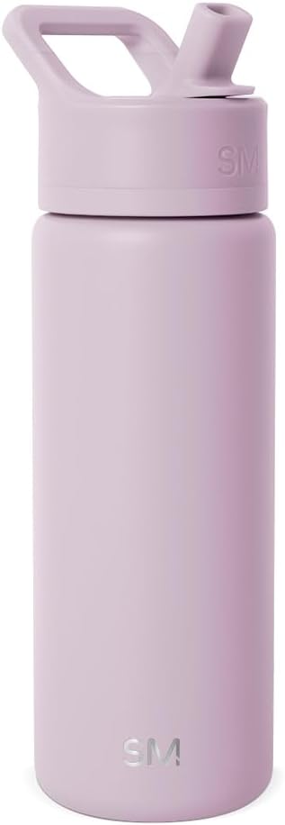 Simple Modern Kids Water Bottle with Straw Lid Vacuum Insulated Stainless Steel Metal Thermos Bottles | Reusable Leak Proof BPA-Free Flask for School | Summit Collection | 18oz, Lavender Mist