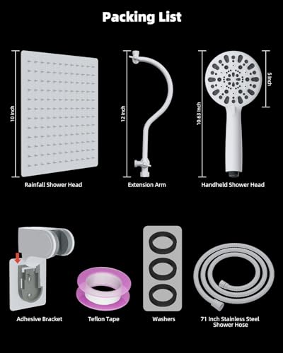 All Metal High Pressure Rainfall 10'' Shower Head with Handheld