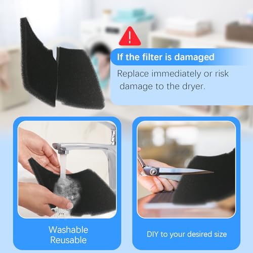 3pcs Dryer Filters 2964840100 for Beko Grundig Elektra Bregenz Blomberg DSX83410W DE8635RX Tumble Dryer Heat Pump Dryer ponge Foam Filter Spare Parts