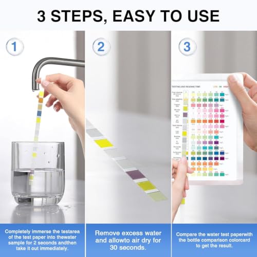 16-in-1 Drinking Water Test Strips, 20 PCS - Home Testing Kit for Tap & Well Water | Lead, Nitrate, Chlorine, Iron, Manganese, pH, Hardness, Mercury, Fluoride Detection (50 Count)