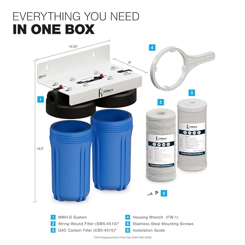 Whole House Filtration System Complete Dual Stage Sediment Chlorine Taste Odor VOC's
