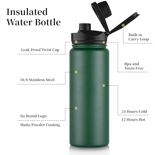 24 oz Insulated Water Bottle Bulk 8 Pack (8 Count)