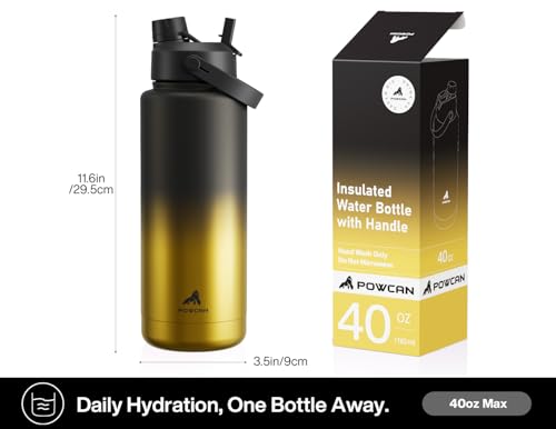 40 oz Insulated Water Bottle with 2