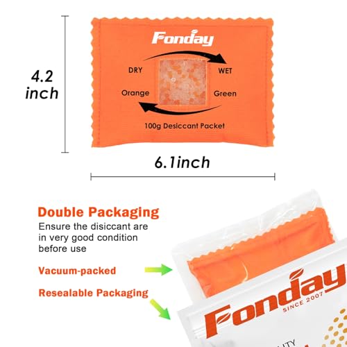100Gram 5Packets Fonday Moisture Indicating Silica Gel Desiccant Packs