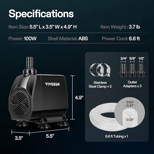 1050GPH Submersible Fountain Water Pump for Aquarium