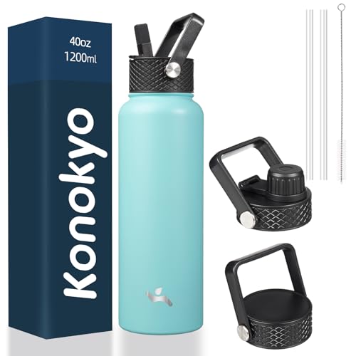 40 oz Insulated Stainless Steel Water Bottle with Straw Lid