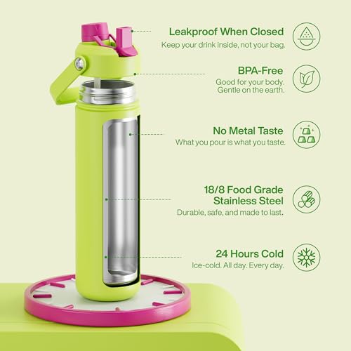 Insulated Water Bottle with Straw Stainless Steel Water Bottle