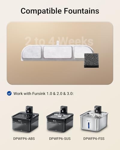 6 Packs Replacement Filters for Battery Operated Cat Water Fountain DPWFP6