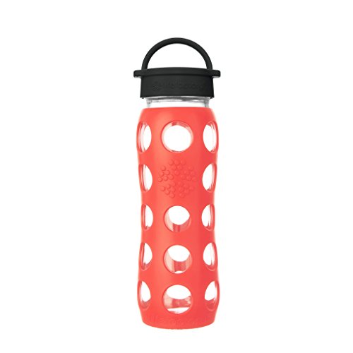 22-Ounce BPA-Free Glass Water Bottle with Classic Cap and Protective Silicone Sleeve, Poppy