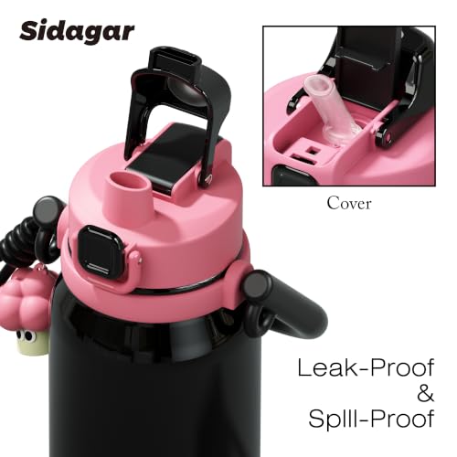 32 oz Leak proof Insulated Water Bottle with Straw & Handle Black