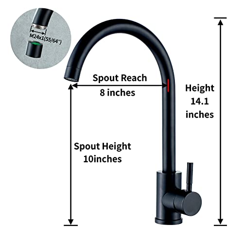 High Arc Matte Black Kitchen Faucet Single Handle Stainless Steel