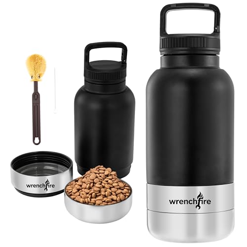 32 oz Instulated Stainless Steel Dog Water Bottle with 2 Detachable Bowls (680 Gram)