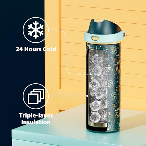 24 oz Insulated Water Bottle with Straw