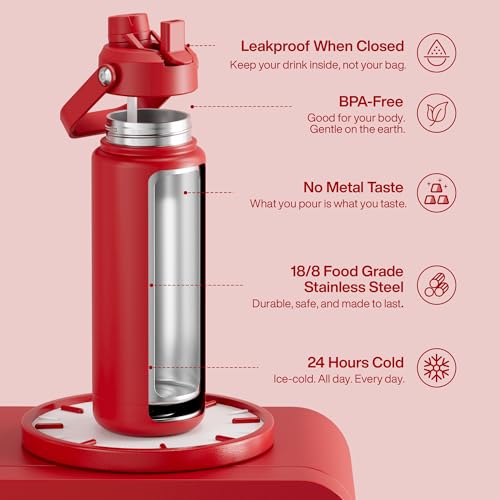 Insulated Water Bottle with Straw Stainless Steel Water Bottle