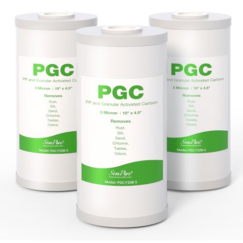 5 Micron 10" x 4.5" PGC Sediment Carbon Whole House Water Filter Cartridge (3 Count)