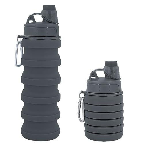 Collapsible Water Bottles Travel Sports Portable Sport Water Bottle comes with mountaineering Buckle 500ml silicone Water