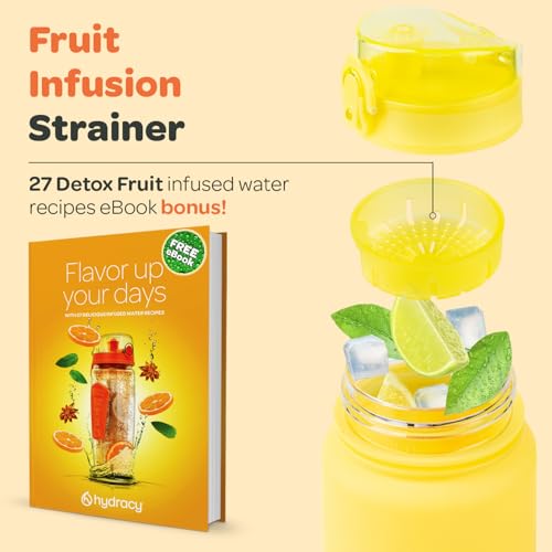 Motivational Water Bottle with Time Marker & Fruit Infuser 32 oz