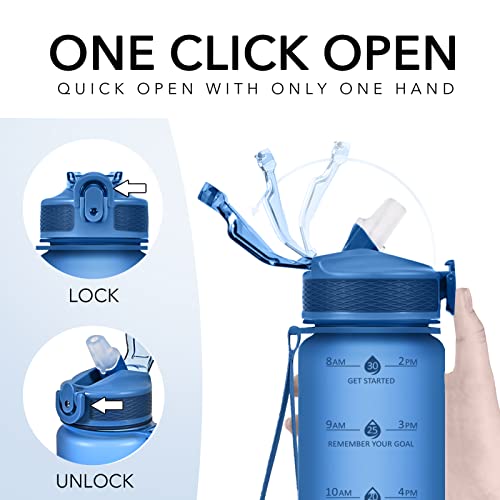 Plastic Water Bottle With Straw & Time Marker