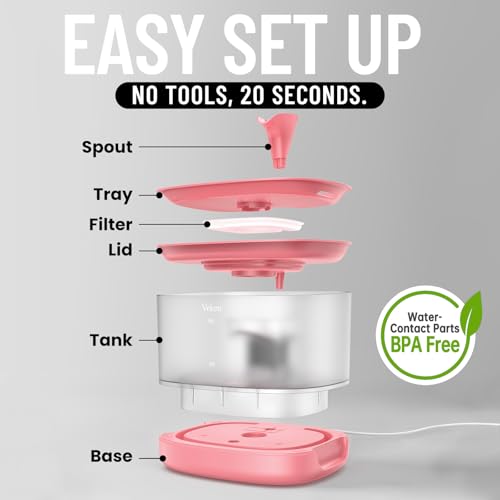 85oz 2.5L Cat Water Fountain with Detachable Tank for Cat
